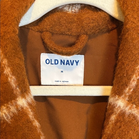 Old Navy brown/white plaid 3 button 2 pocket coat size M - Picture 2 of 3